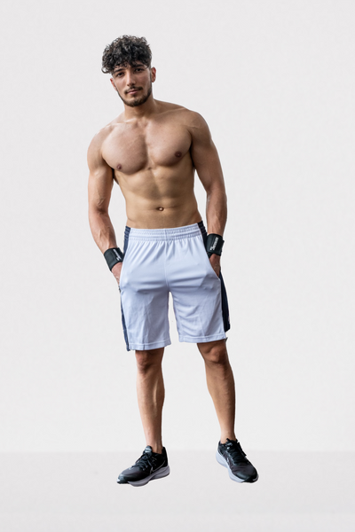 B-BOY GYM SHORTS (WHITE/NAVY)