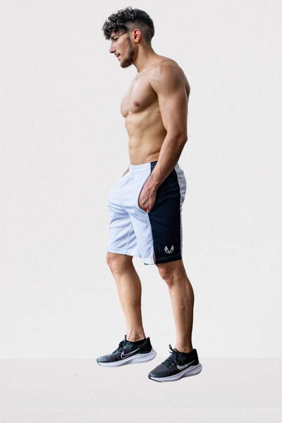 B-BOY GYM SHORTS (WHITE/NAVY)