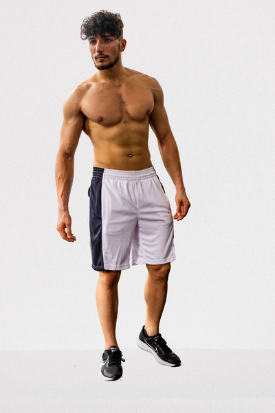 B-BOY GYM SHORTS (WHITE/NAVY)