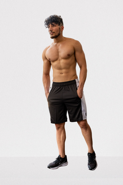 B-BOY GYM SHORTS (BLACK/WHITE)